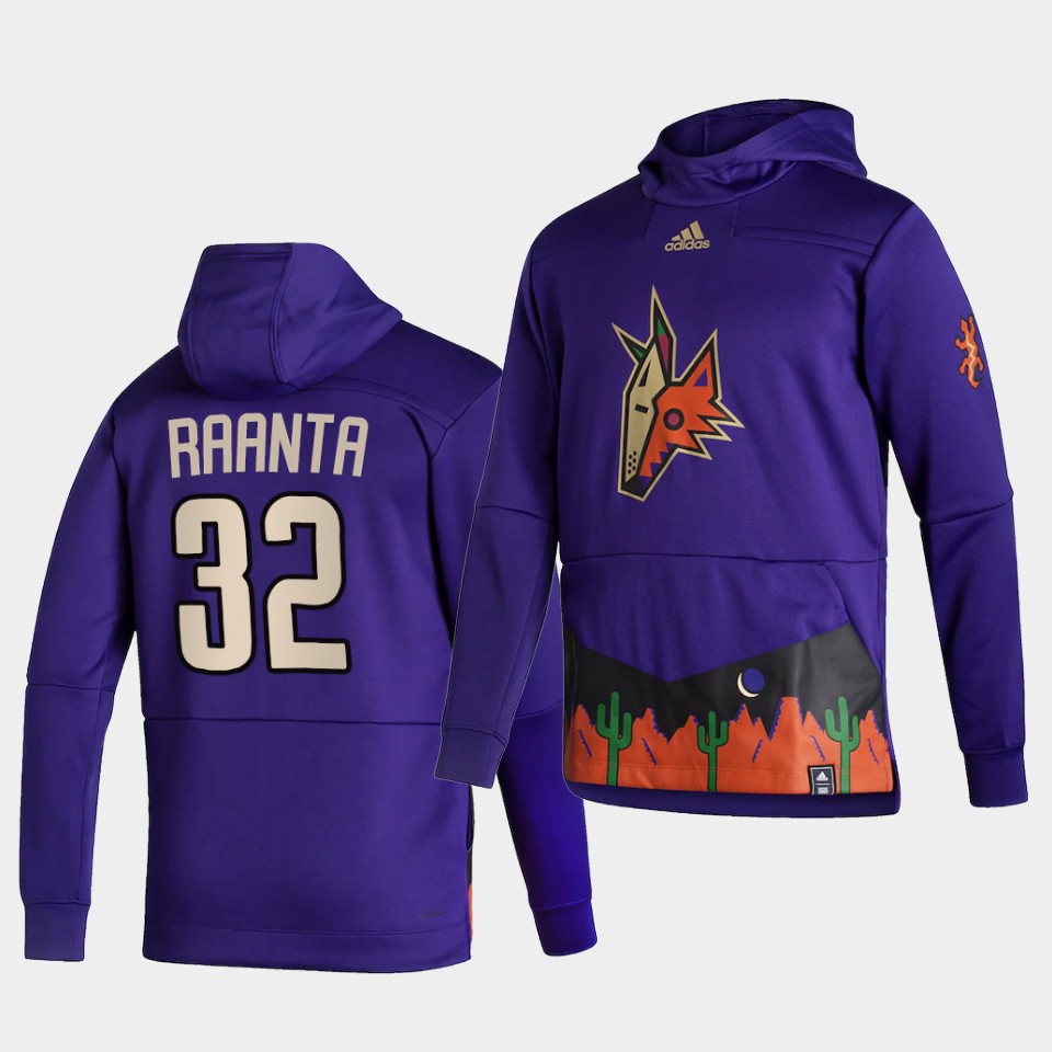 Men Arizona Coyotes #32 Raanta Purple NHL 2021 Adidas Pullover Hoodie Jersey->arizona coyotes->NHL Jersey